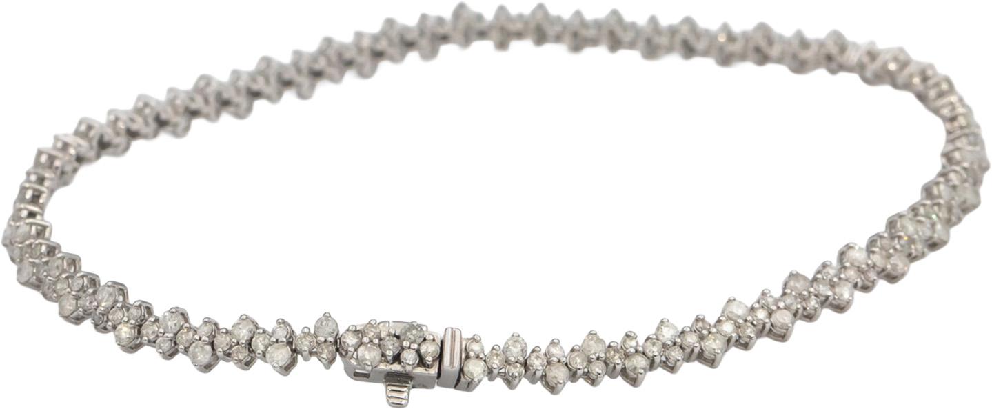 14k White Gold Round Diamond Fancy Link Bracelet 1.0CT