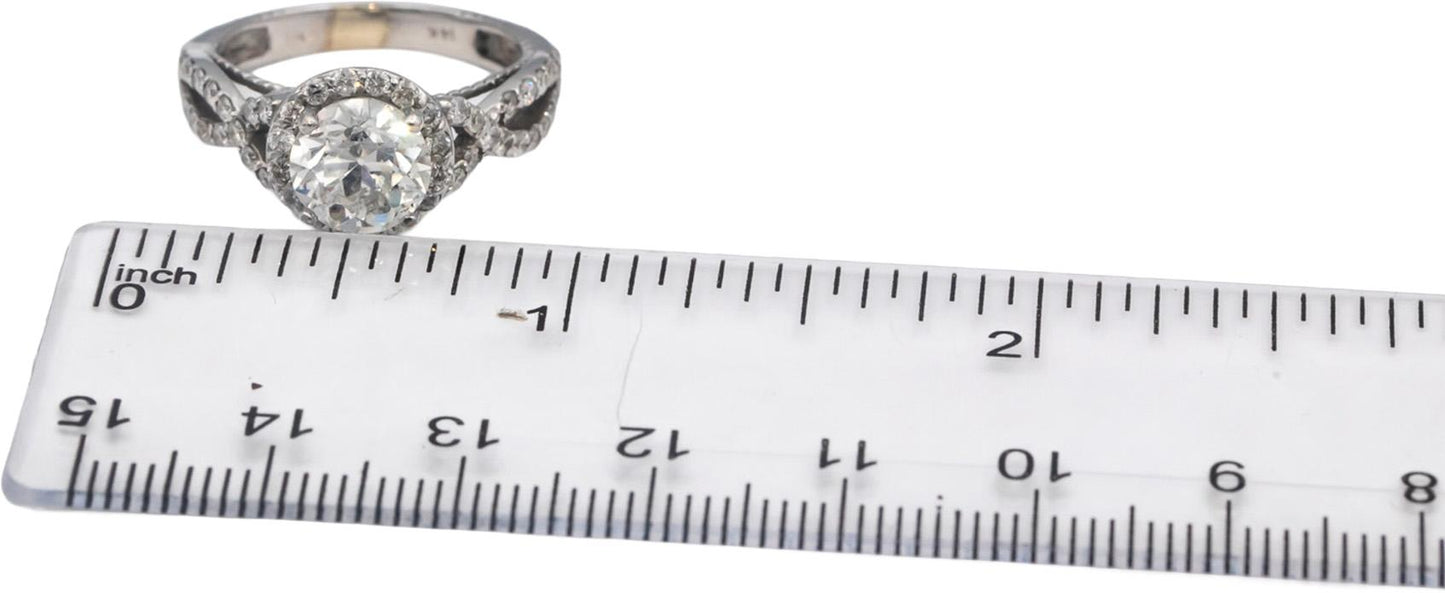 14k White Gold Old European Diamond Engagement Ring 2.68CT w/ 1.93CT Center