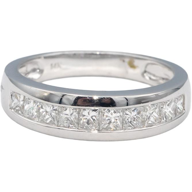 14k White Gold Princess Cut Channel Set VS Diamond Band Ring 1.50CT Size 10