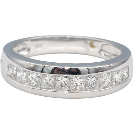 14k White Gold Princess Cut Channel Set VS Diamond Band Ring 1.50CT Size 10