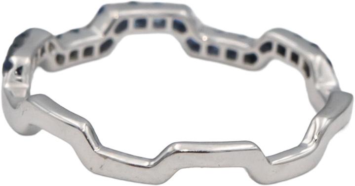 18k White Gold Round Cut Blue Sapphire Contour Band Ring 0.20CT Size 7