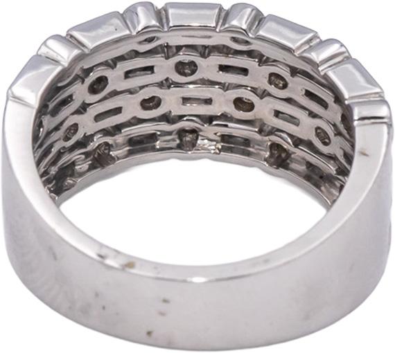 18k White Gold VS Round & Emerald Cut Diamond Wide Band Ring 0.61CT Size 6.75