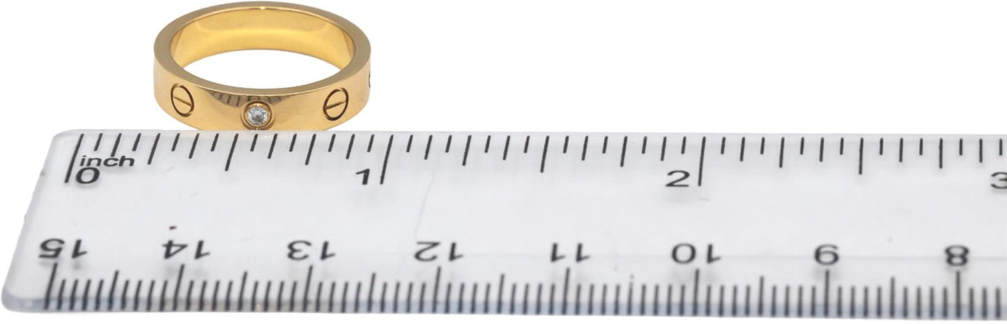 CARTIER 18k Gold Diamond Love Screw Motif 4mm Ring .02CT Size 48 $2640
