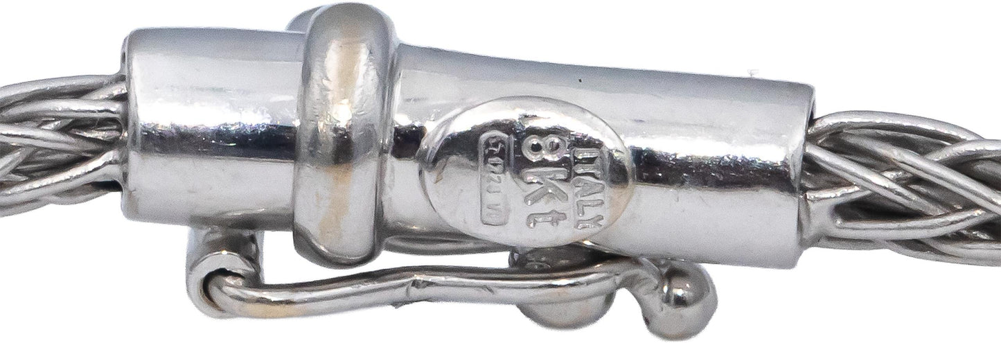 ROBERTO COIN 18k White Gold Round VS Diamond Station Woven Bangle Bracelet .10CT