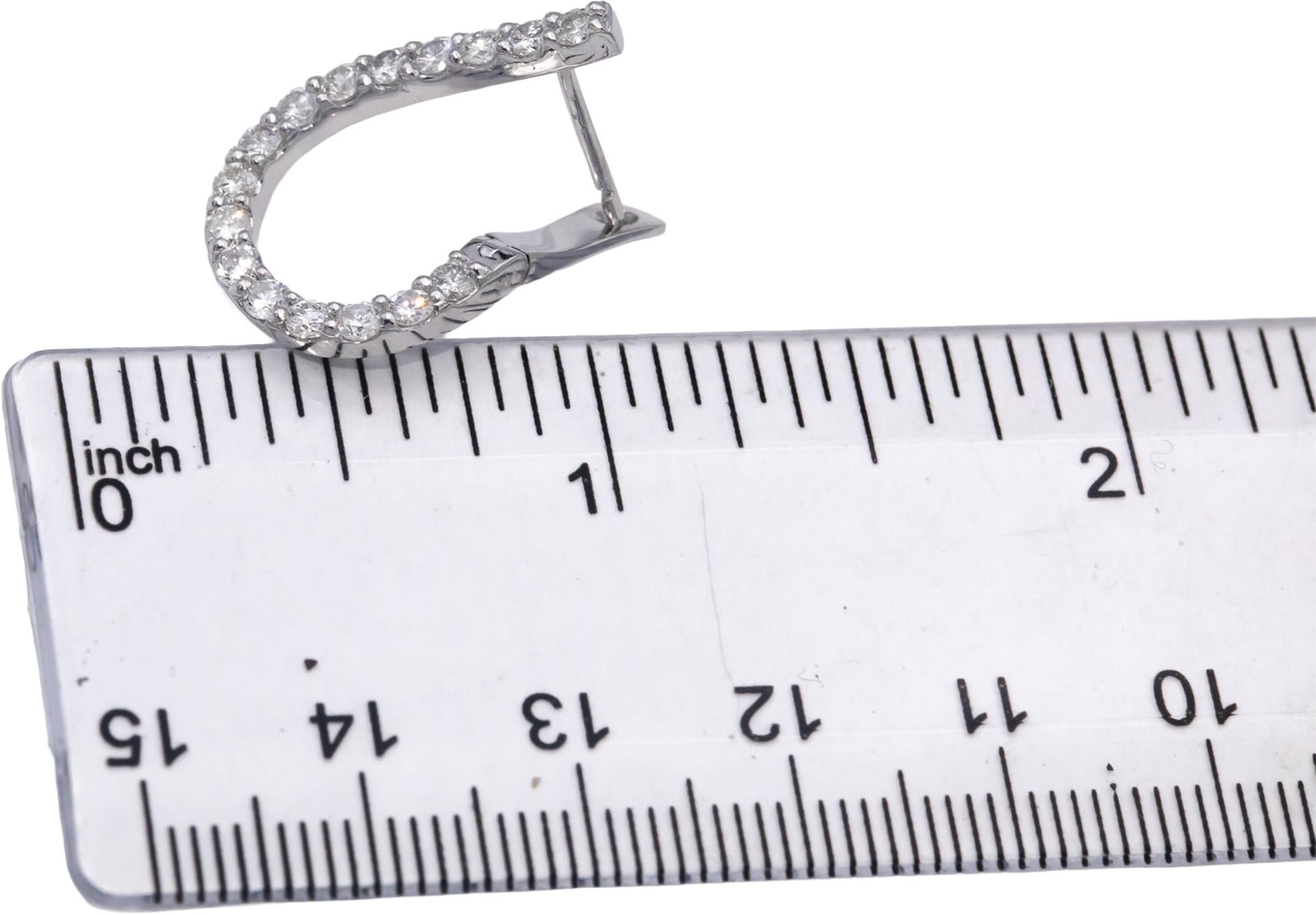 14k White Gold Round Diamond Spiral Hoop Earrings 1.43CT