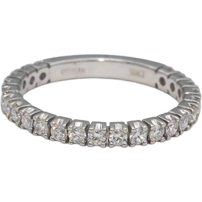 ODELIA 18k White Gold Round Diamond Semi-Eternity Band Ring 0.75CT Size 7