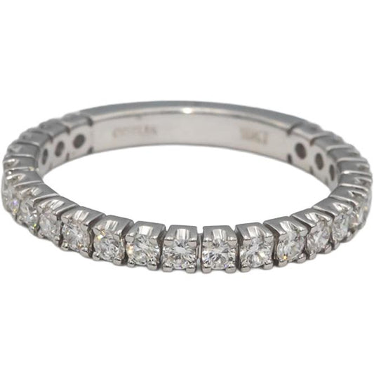 ODELIA 18k White Gold Round Diamond Semi-Eternity Band Ring 0.75CT Size 7