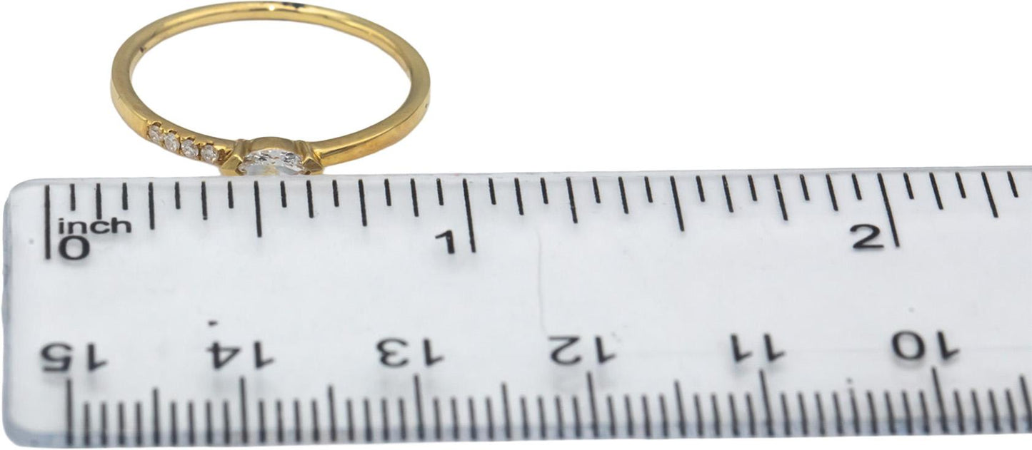 18k Yellow Gold VS Marquise & Round Diamond Band Ring 0.20CT Size 7.25