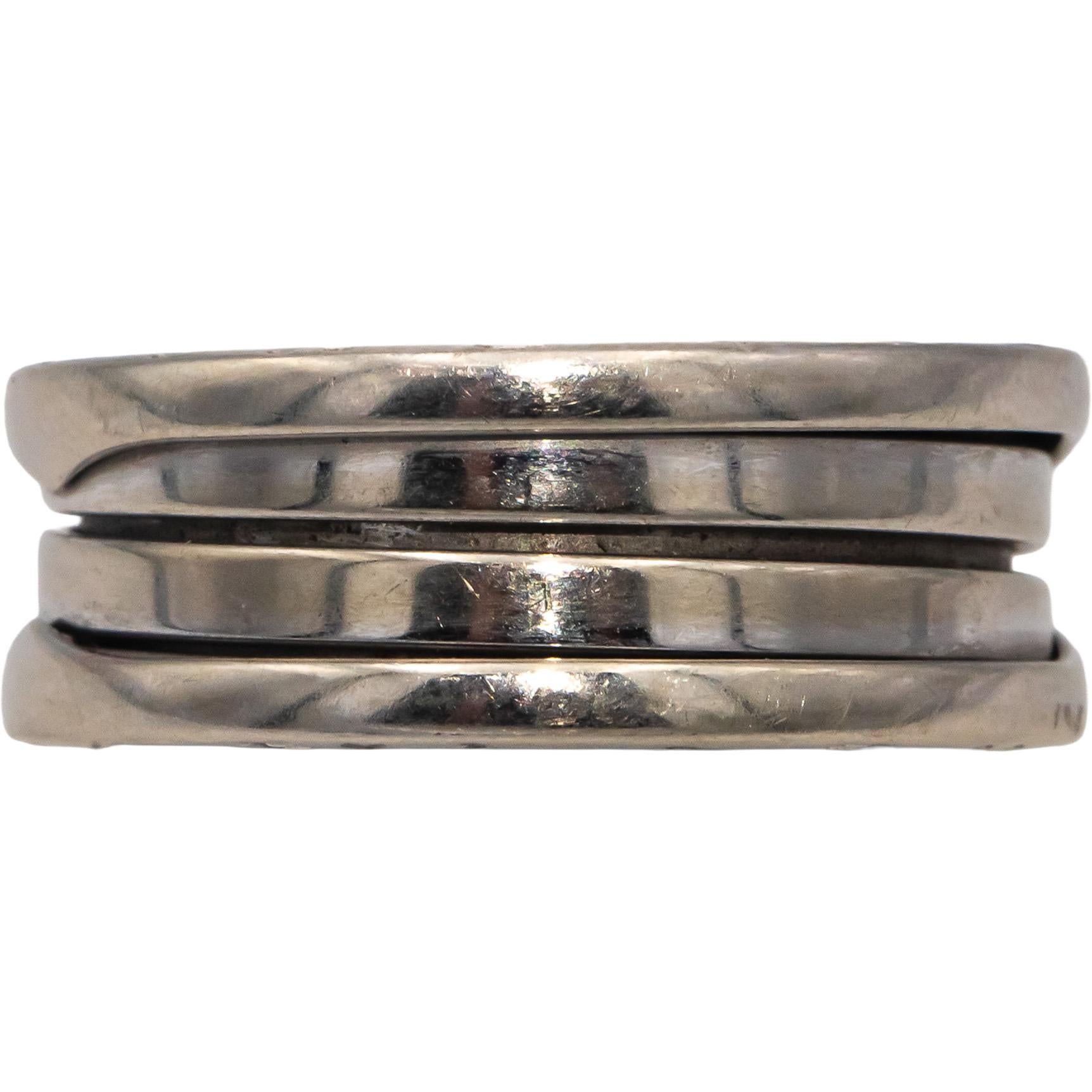 BVLGARI Designer 18k White Gold B.zero1 Four-Band Ring Size 8.5 Euro 58