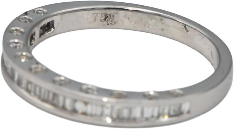 18k White Gold VS Round & Baguette Diamond Band Ring 0.50CT Size 6