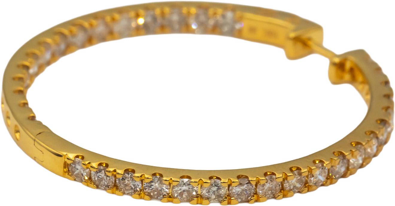10k Yellow Gold Round Diamond Inside Out Hoop Earrings 5.0CT