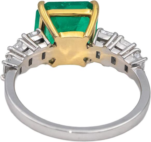 GIA 18k White Yellow Gold Colombian Emerald & Diamond Cocktail Ring 4.0CTW Sz 7