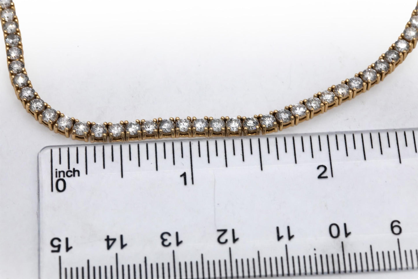 14k Yellow Gold Round Diamond Tennis Necklace 12.92CT