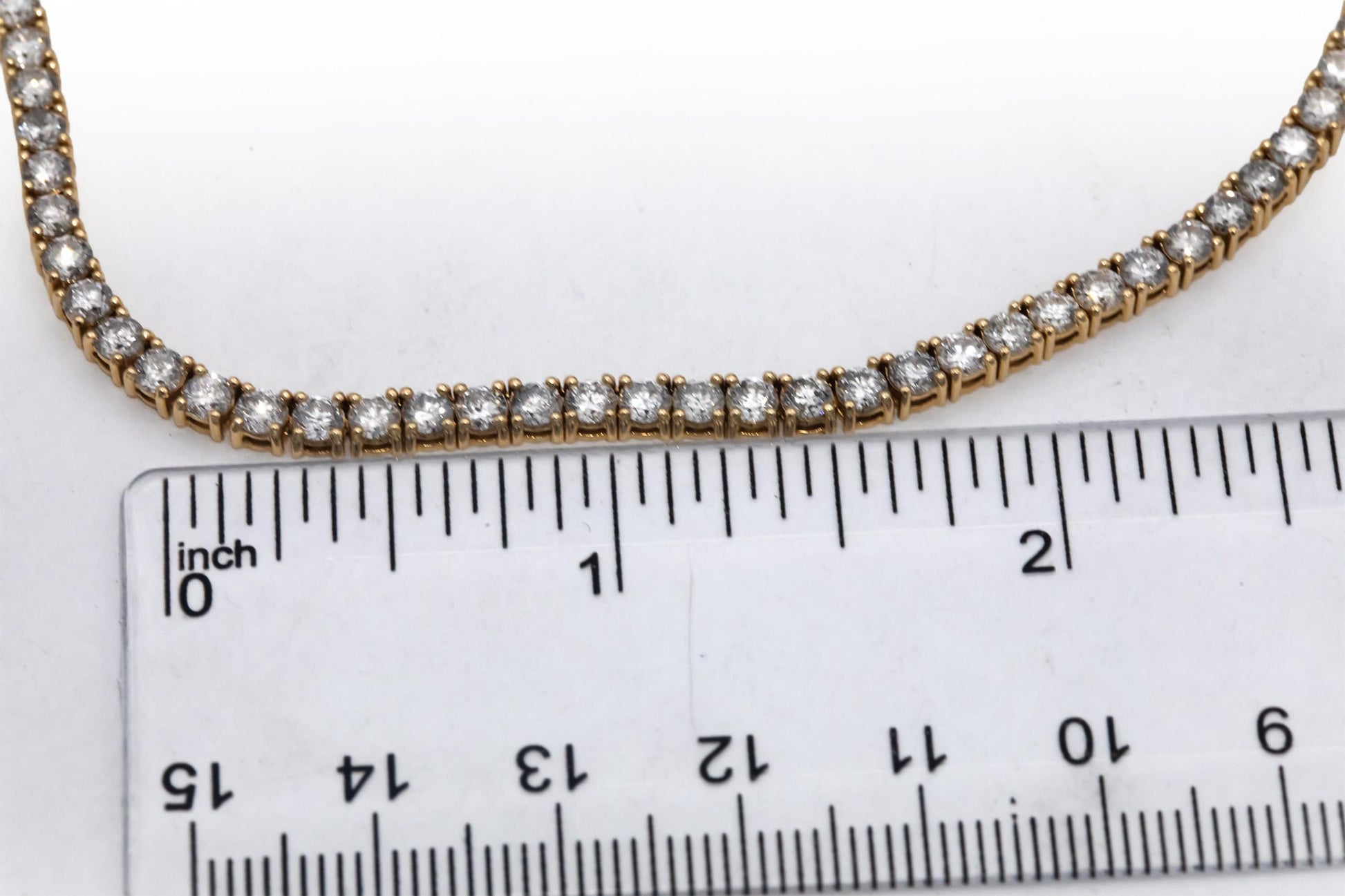 14k Yellow Gold Round Diamond Tennis Necklace 12.92CT