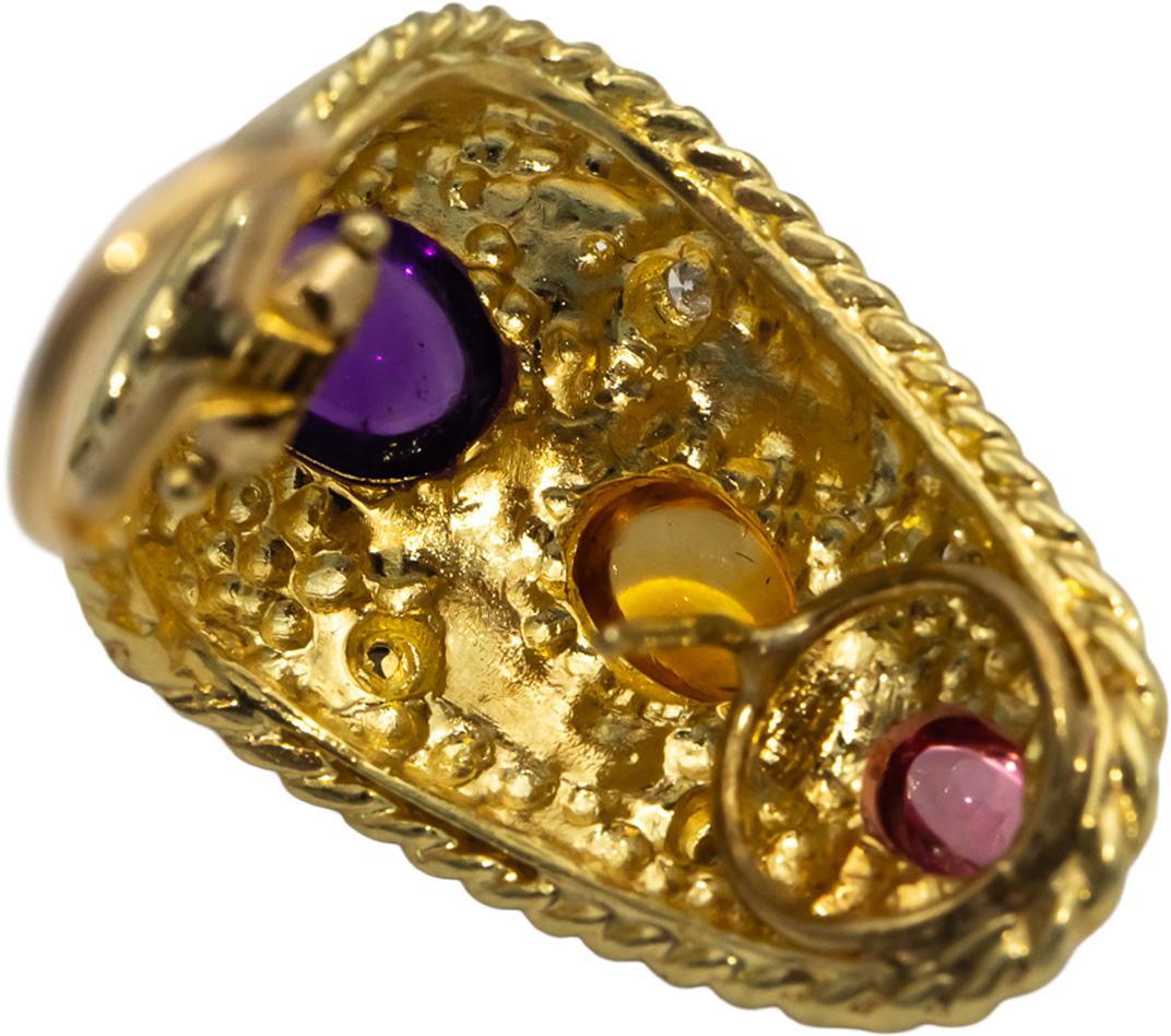 14k Yellow Gold Diamond Amethyst Citrine Tourmaline Earrings 4.12CTW