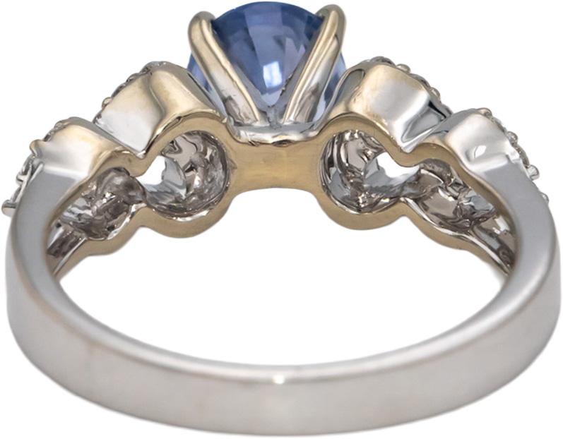18k White Gold Blue Sapphire & Diamond Heart Cocktail Ring 1.99CTW Size 6.75