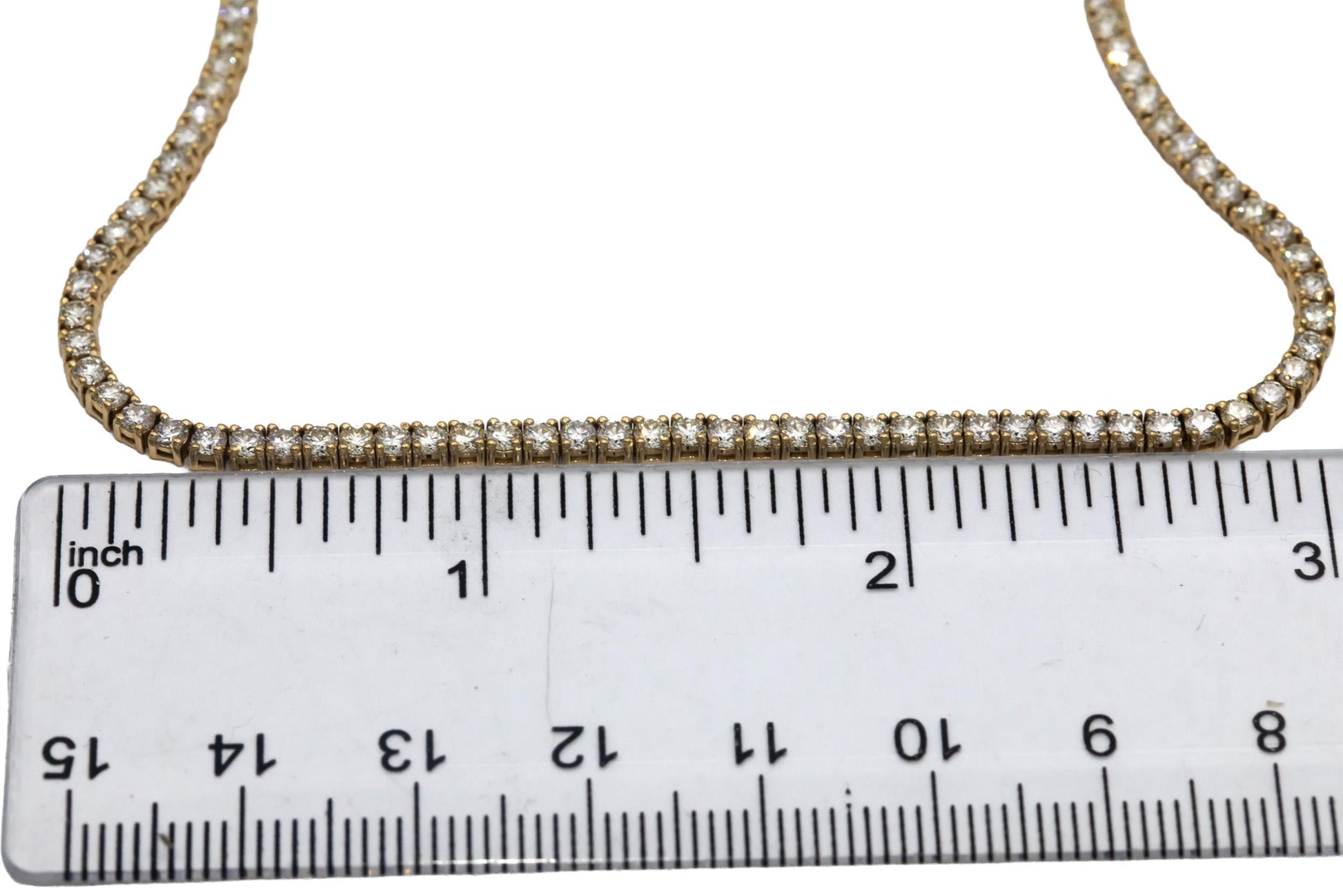 14k Yellow Gold VS Round Diamond Tennis Necklace 8.93CT