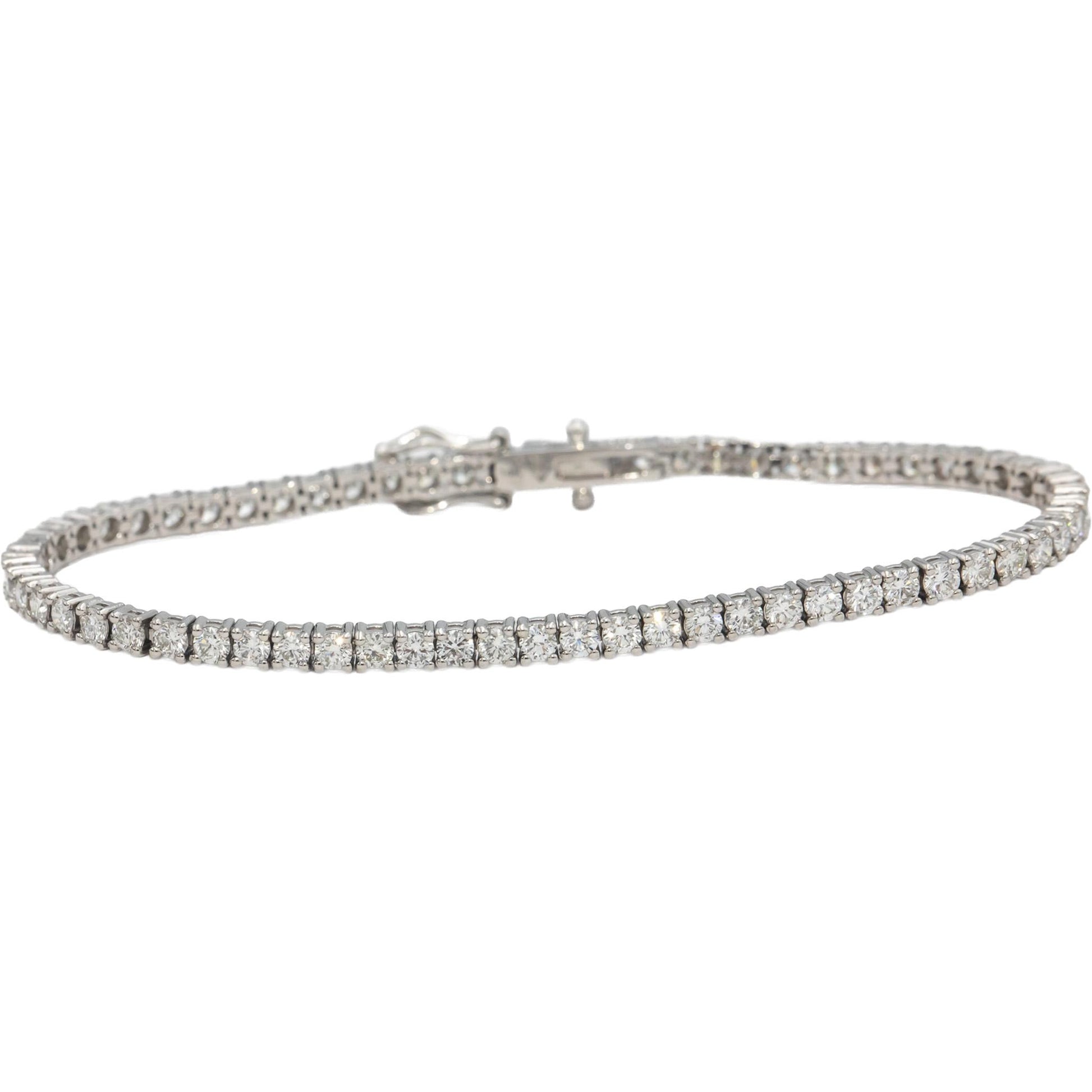 14k White Gold VS Round Diamond Tennis Bracelet 4.37CT