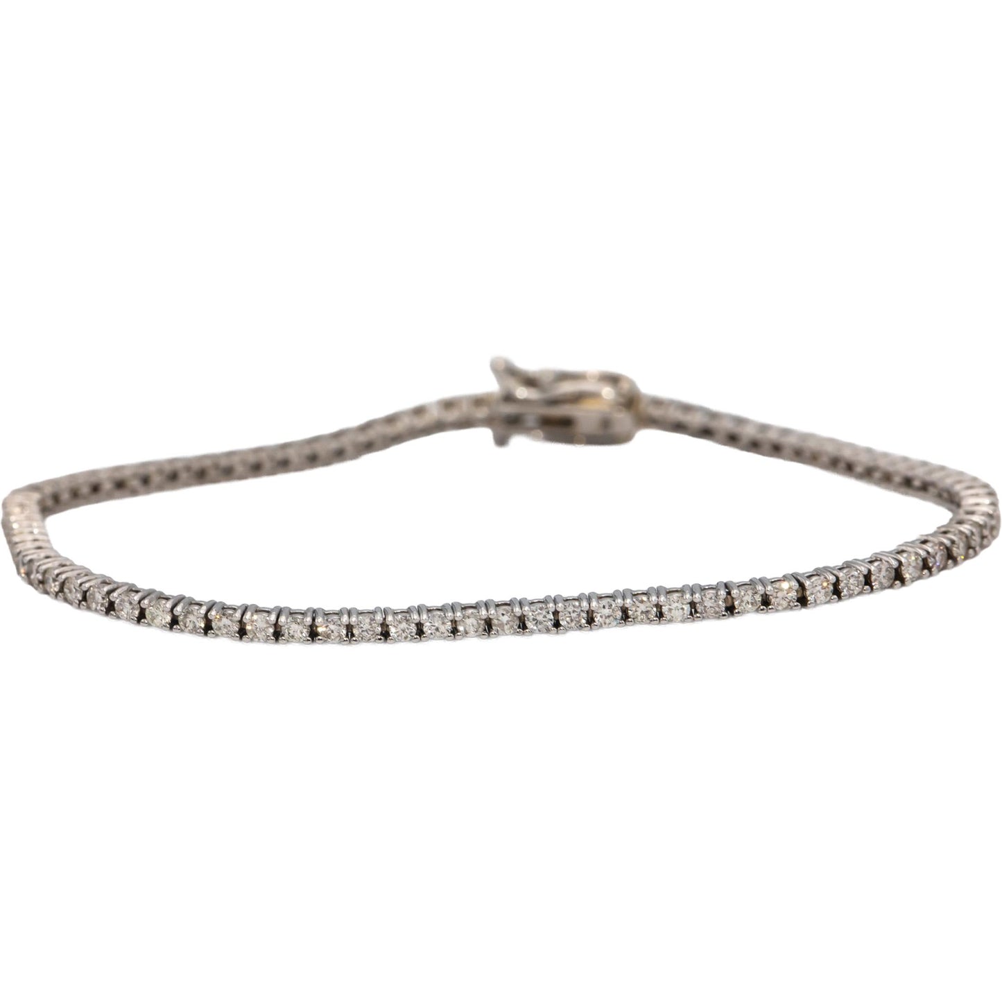 14k White Gold Round Diamond Tennis Bracelet 1.90CT