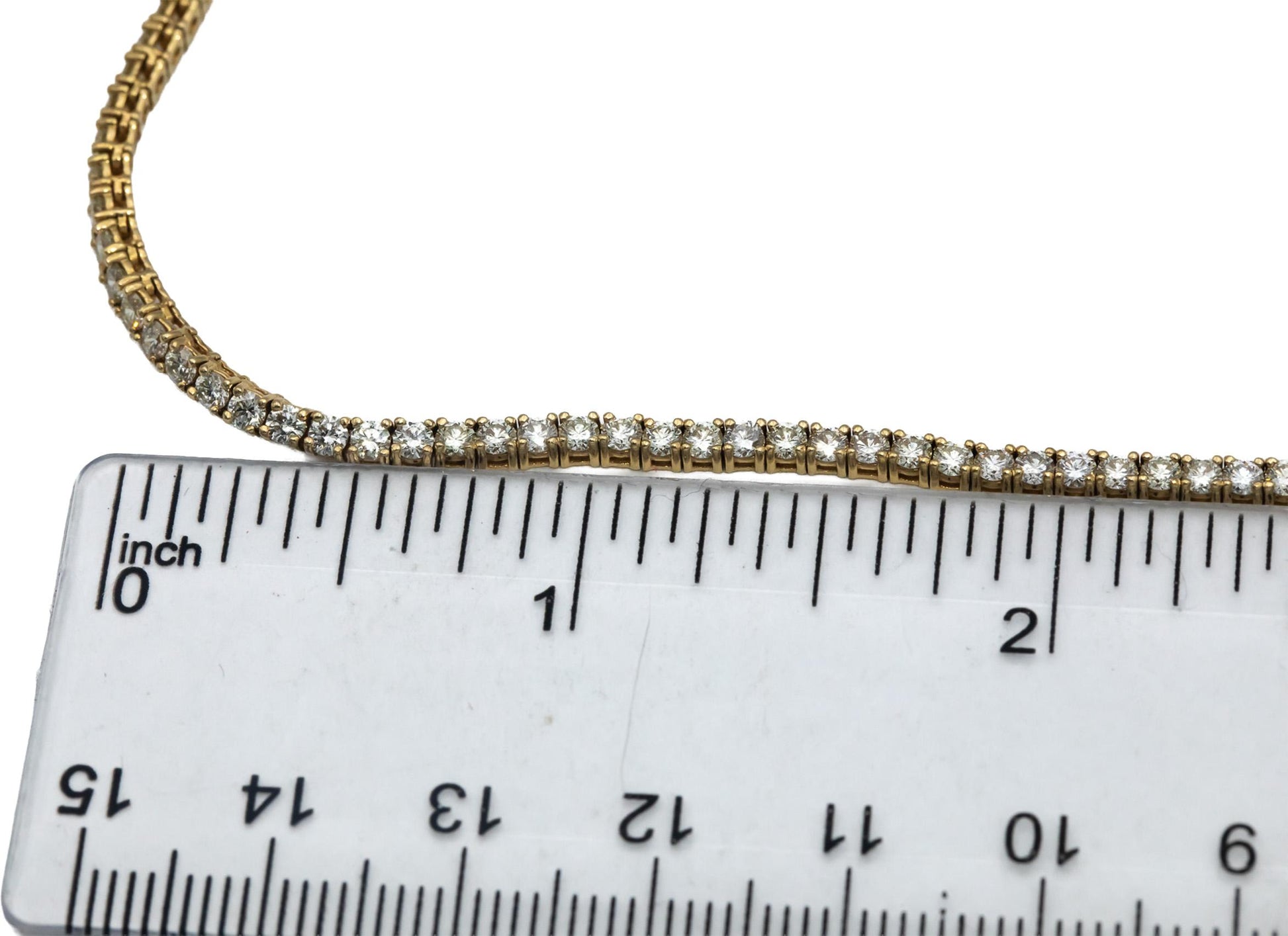 14k Yellow Gold VS Round Diamond Tennis Necklace 10.81CT