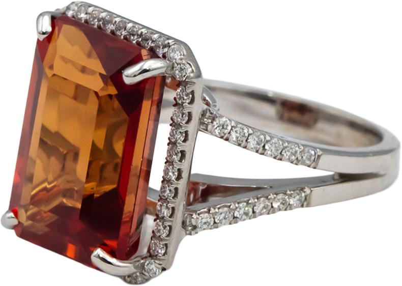 GIA Certified 18k White Gold Lab-Grown Sapphire & Diamond Ring 14.02CT Size 6.5