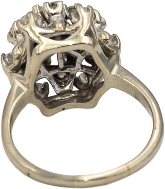 Vintage Antique 14k White Gold Diamond Cluster Cocktail Ring 1.0CT Size 7.5