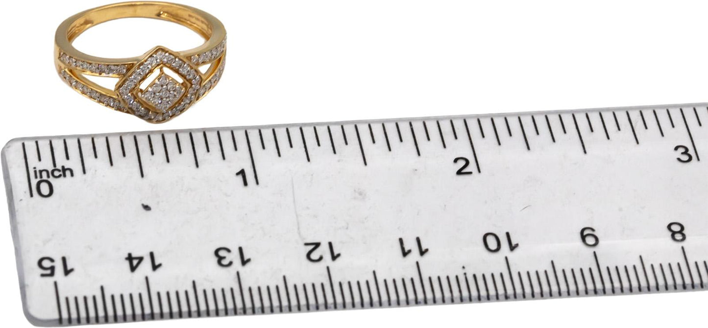 18k Yellow Gold VS Round Diamond Cluster Cocktail Ring 0.29CT Size 6.25