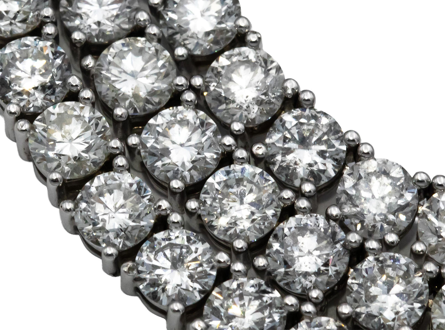 14k White Gold Round Diamond Tennis Necklace 29.81CT