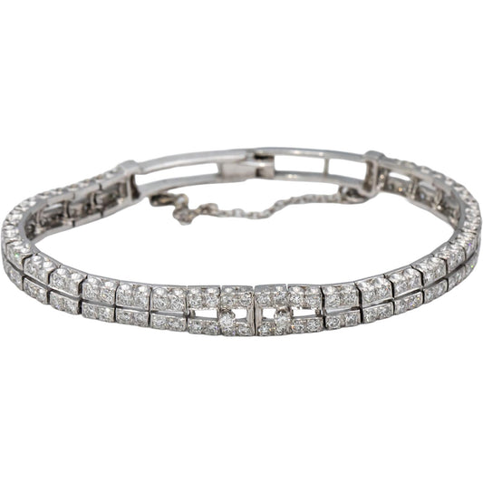 Vintage Antique Platinum VS Round Diamond Double Row Bracelet 3.50CT
