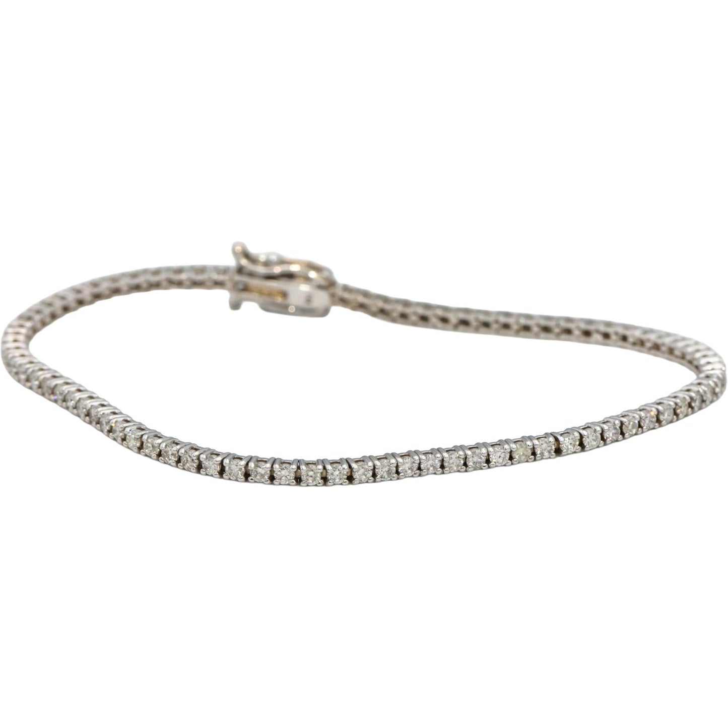 14k White Gold Round Diamond Tennis Bracelet 1.90CT