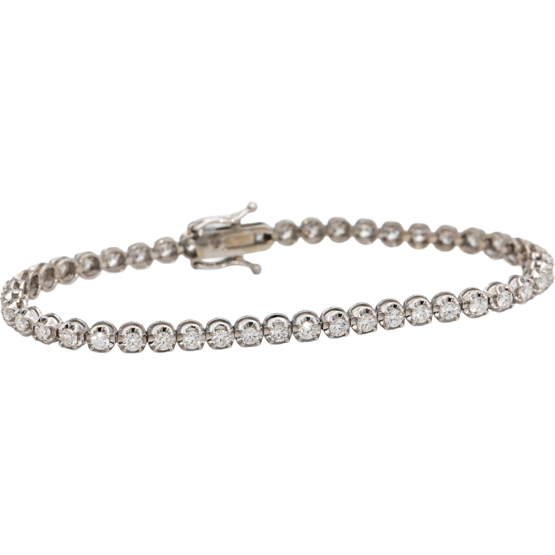 14k White Gold VS Round Diamond Tennis Bracelet 2.65CT