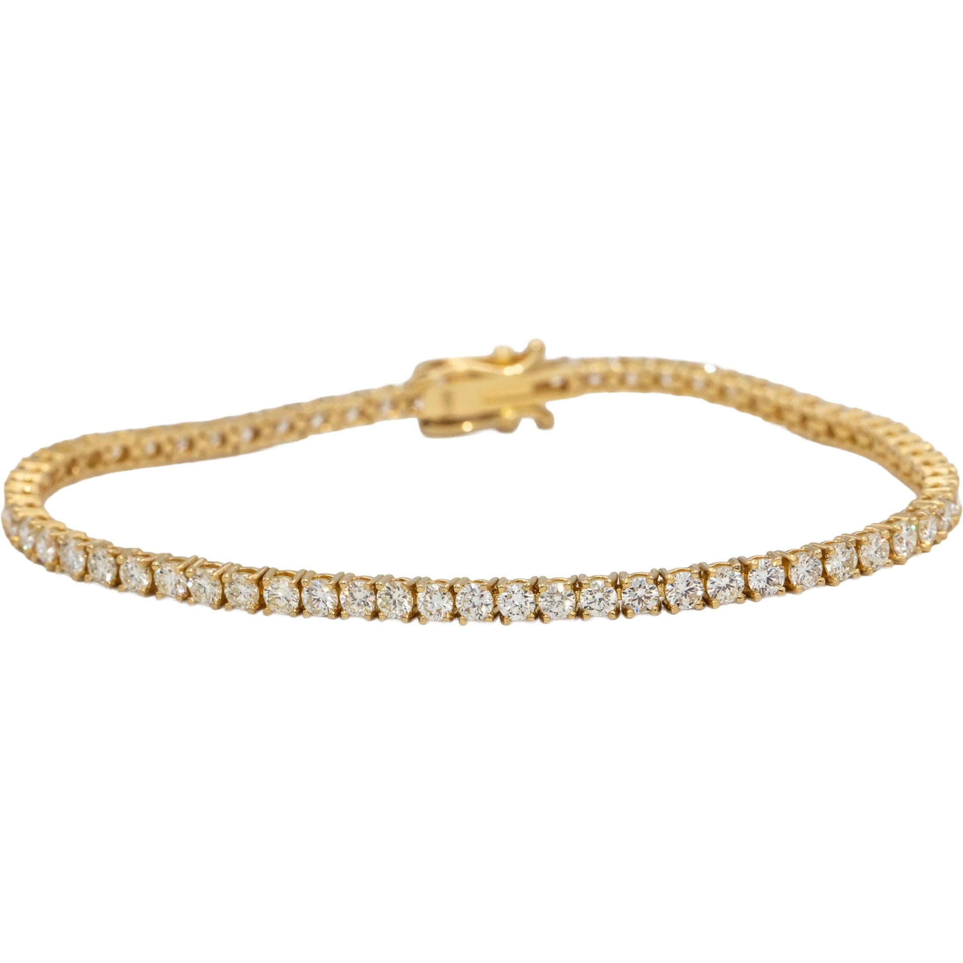 14k Yellow Gold Round Diamond Tennis Bracelet 4.39CT
