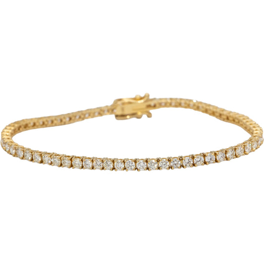 14k Yellow Gold Round Diamond Tennis Bracelet 4.39CT