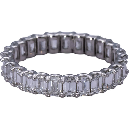 14k White Gold VS Emerald Cut Diamond Eternity Band Ring 2.73CT Size 7