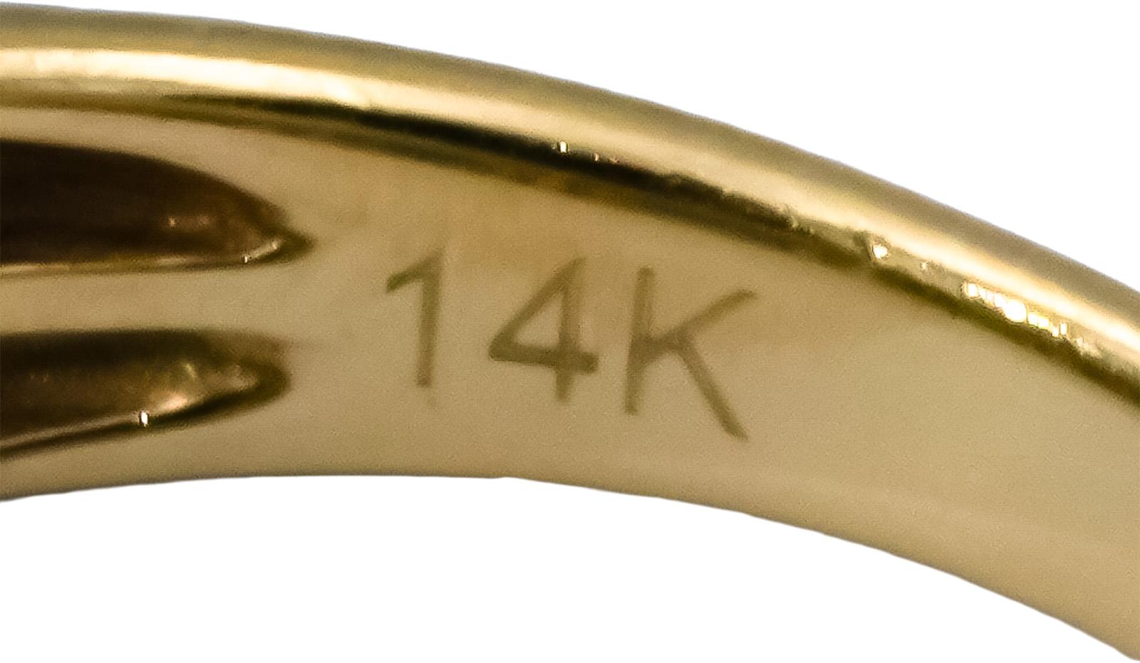 EFFY 14k Yellow Gold Emerald and Diamond Band Ring 0.85CTW Size 7.25