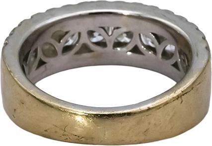 14k White Gold VS Round Diamond Three Row Band Ring Size 1.50CT Size 5.5