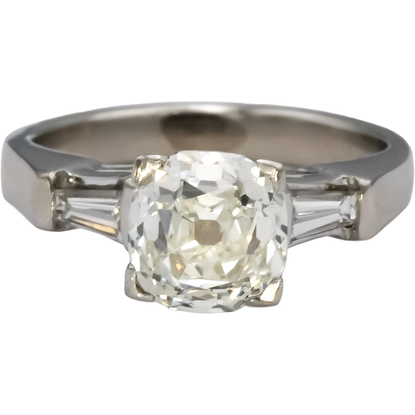 GIA Platinum SI1/J Old Mine Diamond Engagement Ring 2.32CT w/ 2.02CT Center