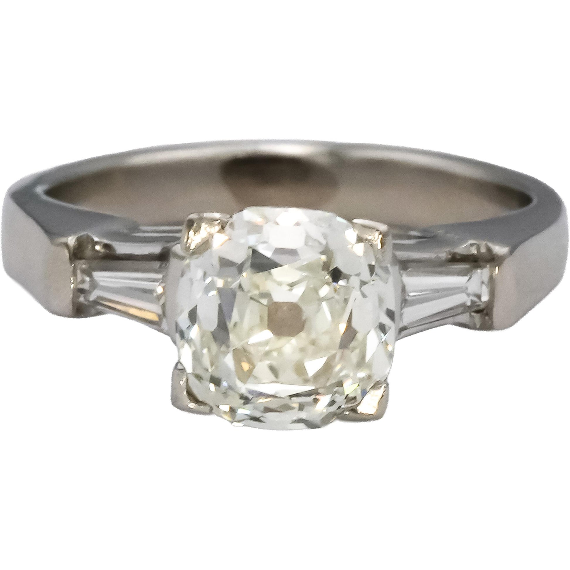 GIA Platinum SI1/J Old Mine Diamond Engagement Ring 2.32CT w/ 2.02CT Center