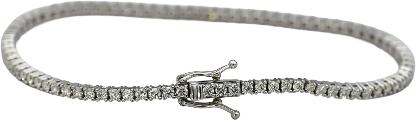 14k White Gold Round Diamond Tennis Bracelet 2.10CT