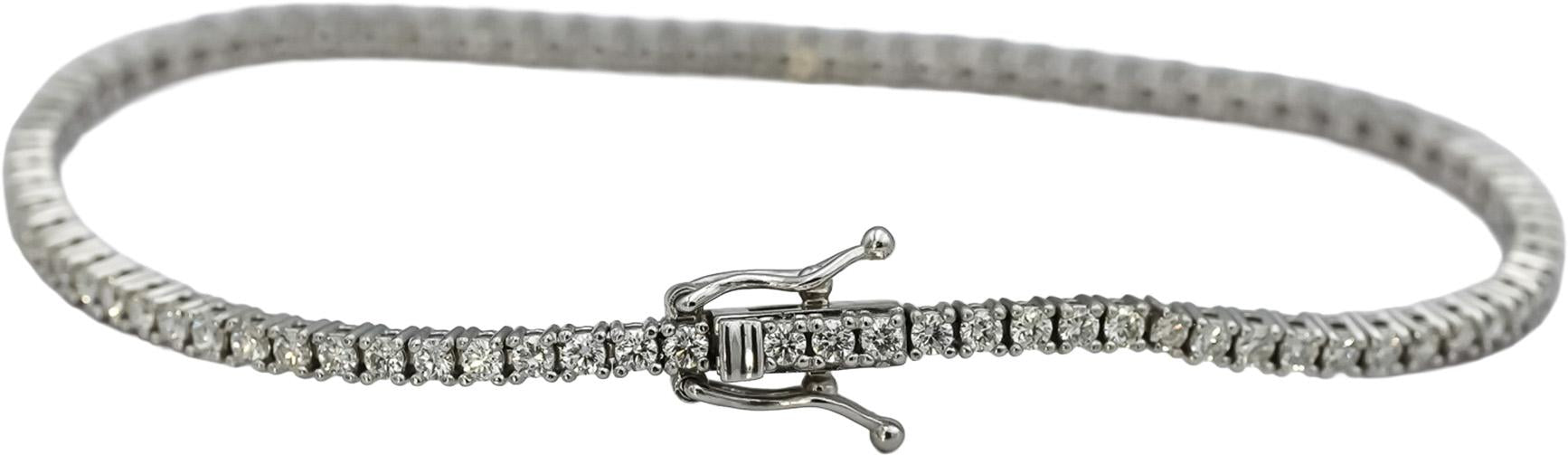14k White Gold Round Diamond Tennis Bracelet 2.10CT