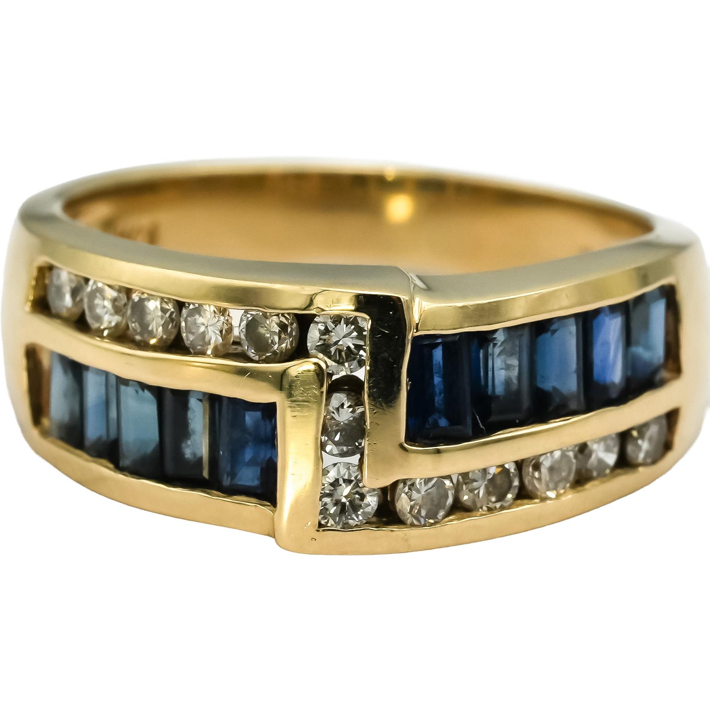 BH EFFY 14k Yellow Gold Diamond and Sapphire Band Ring 1.15CT Size 7.25