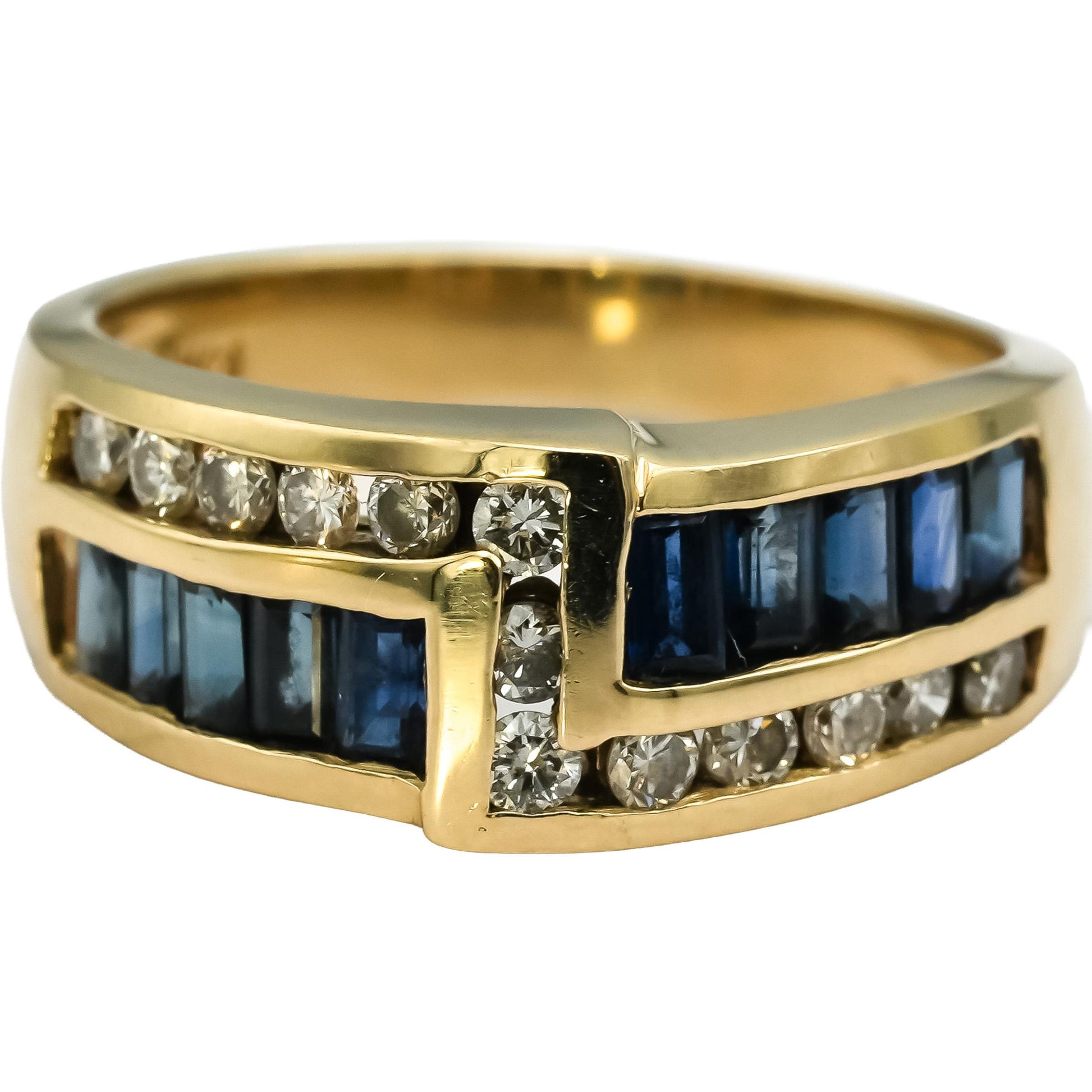 BH EFFY 14k Yellow Gold Diamond and Sapphire Band Ring 1.15CT Size 7.25