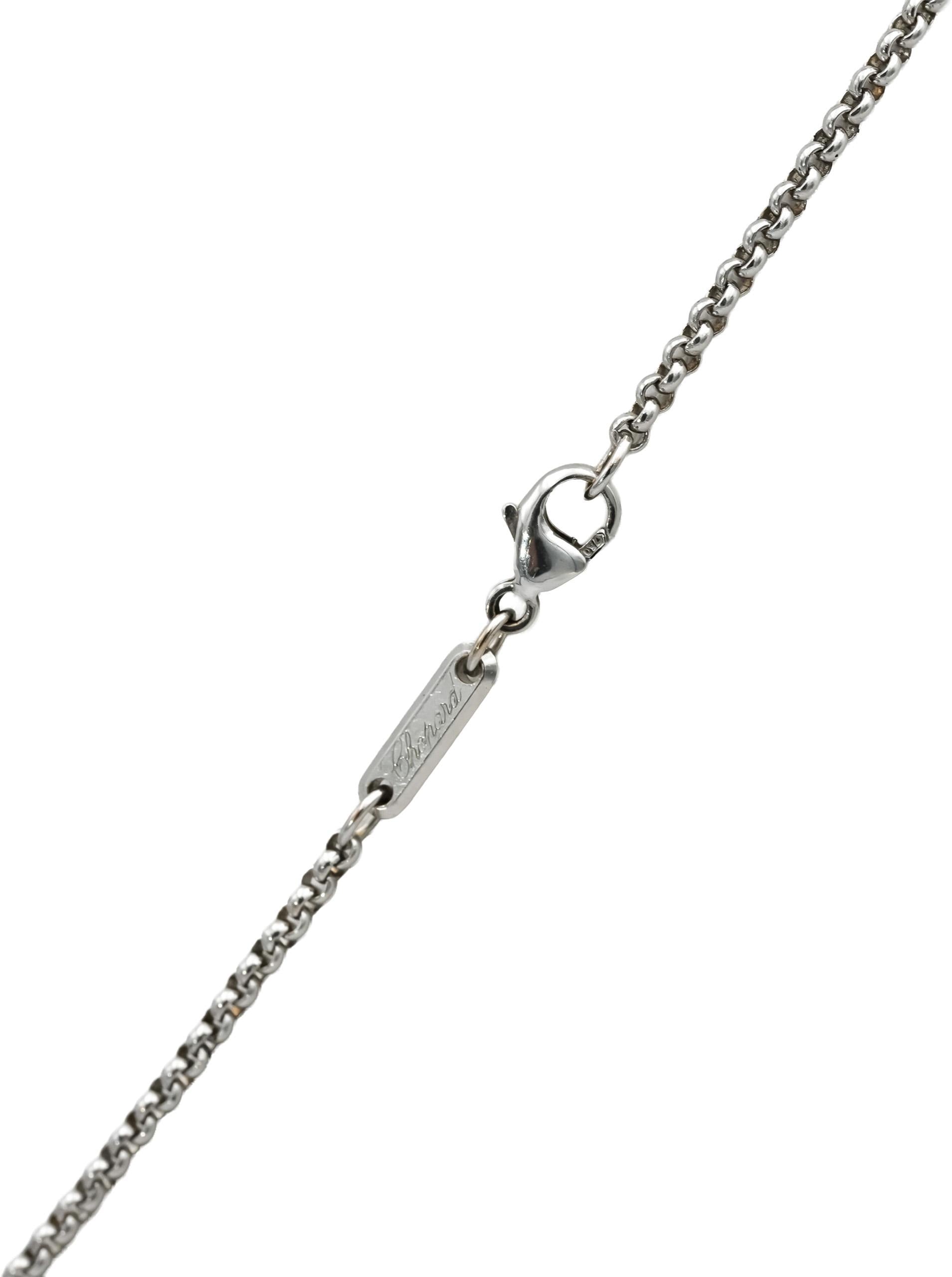 CHOPARD 18k White Gold Happy Spirit Floating Diamond Pendant Necklace