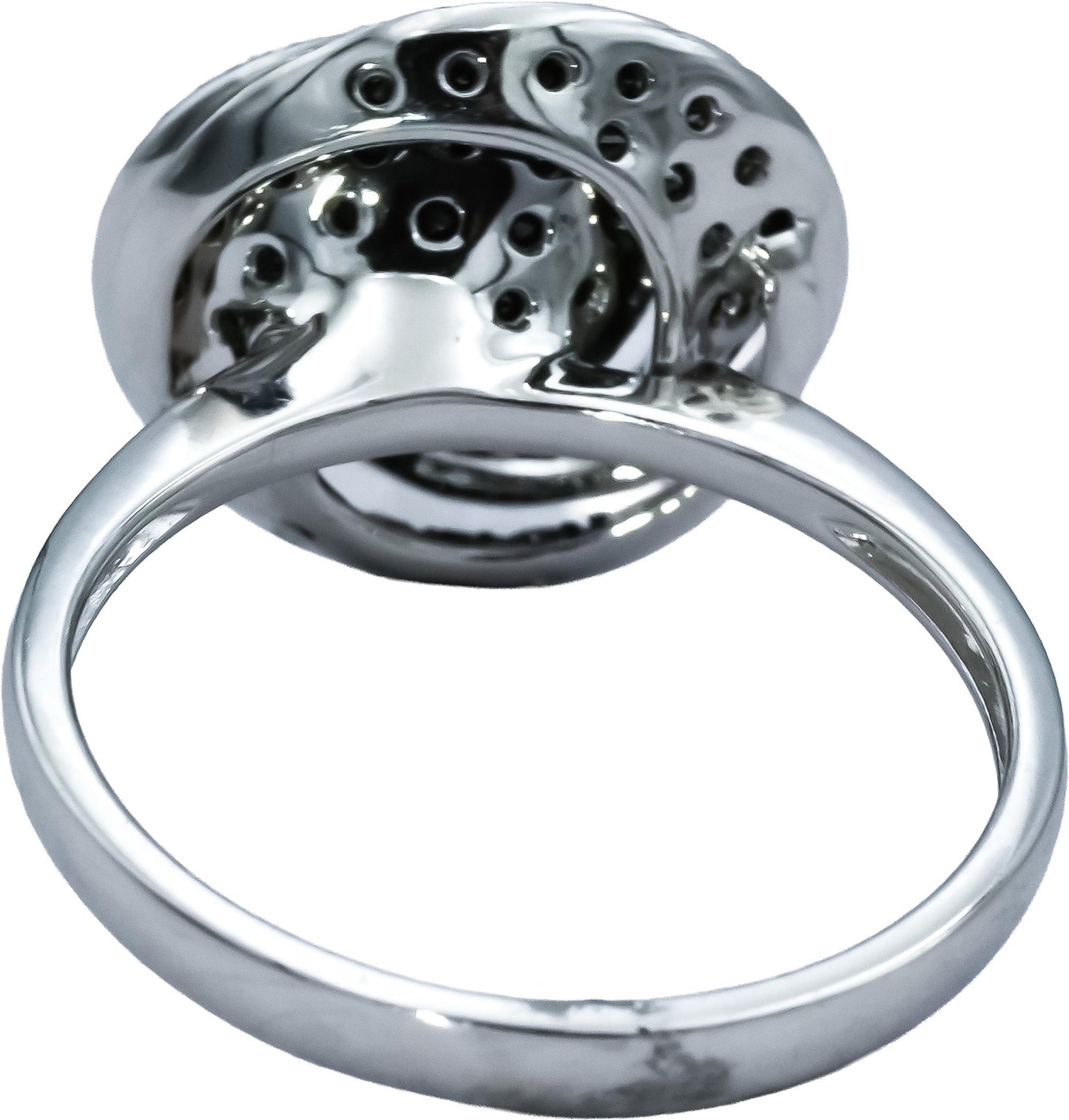 14k White Gold Round White and Black Diamond Cluster Spiral Ring 0.50CT Size 6.5