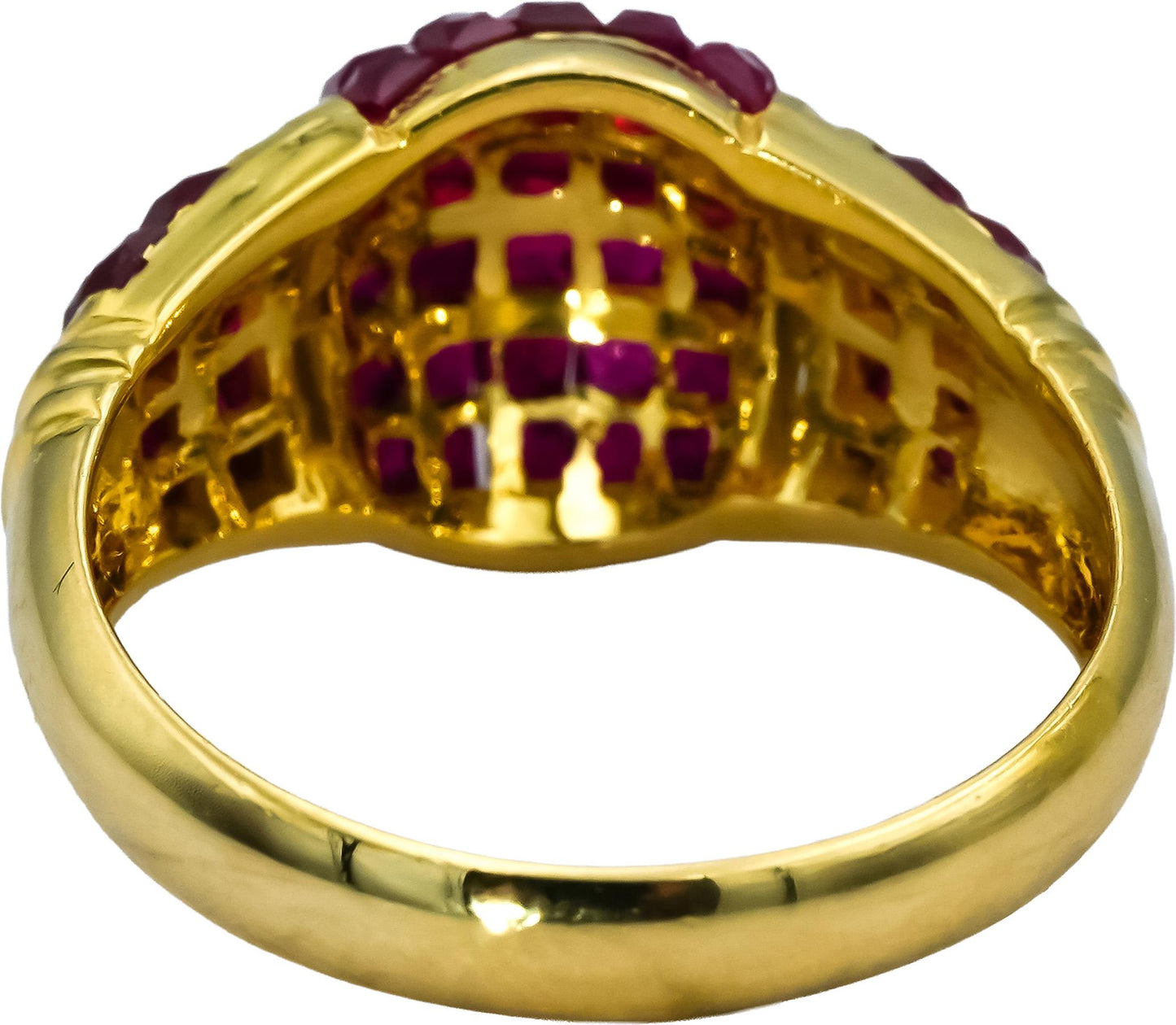 18k Yellow Gold VS Diamond and Ruby Cluster Cocktail Ring 4.60CTW Size 7