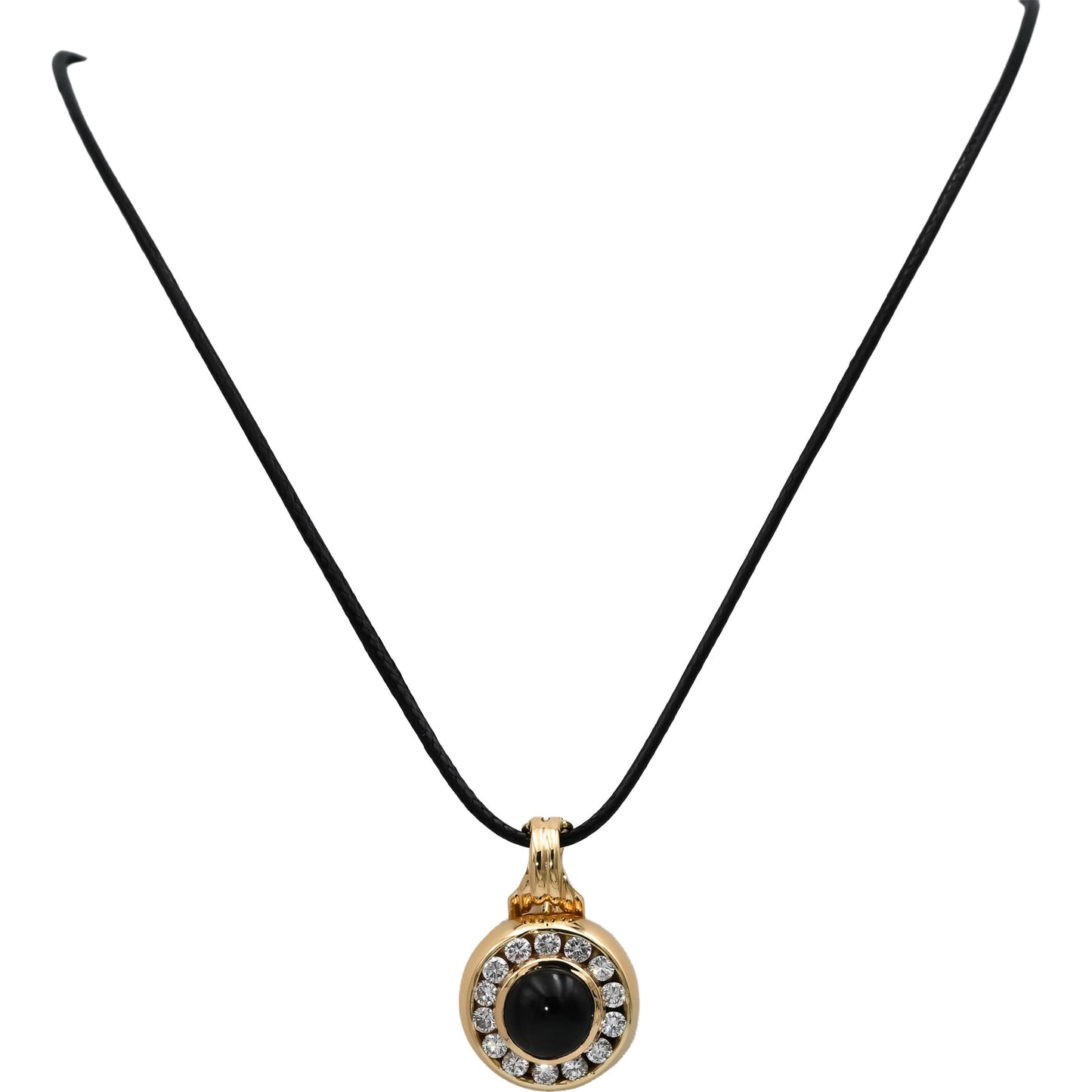 14k Yellow Gold VS Diamond and Black Star Diopside Pendant Necklace 6.76CTW
