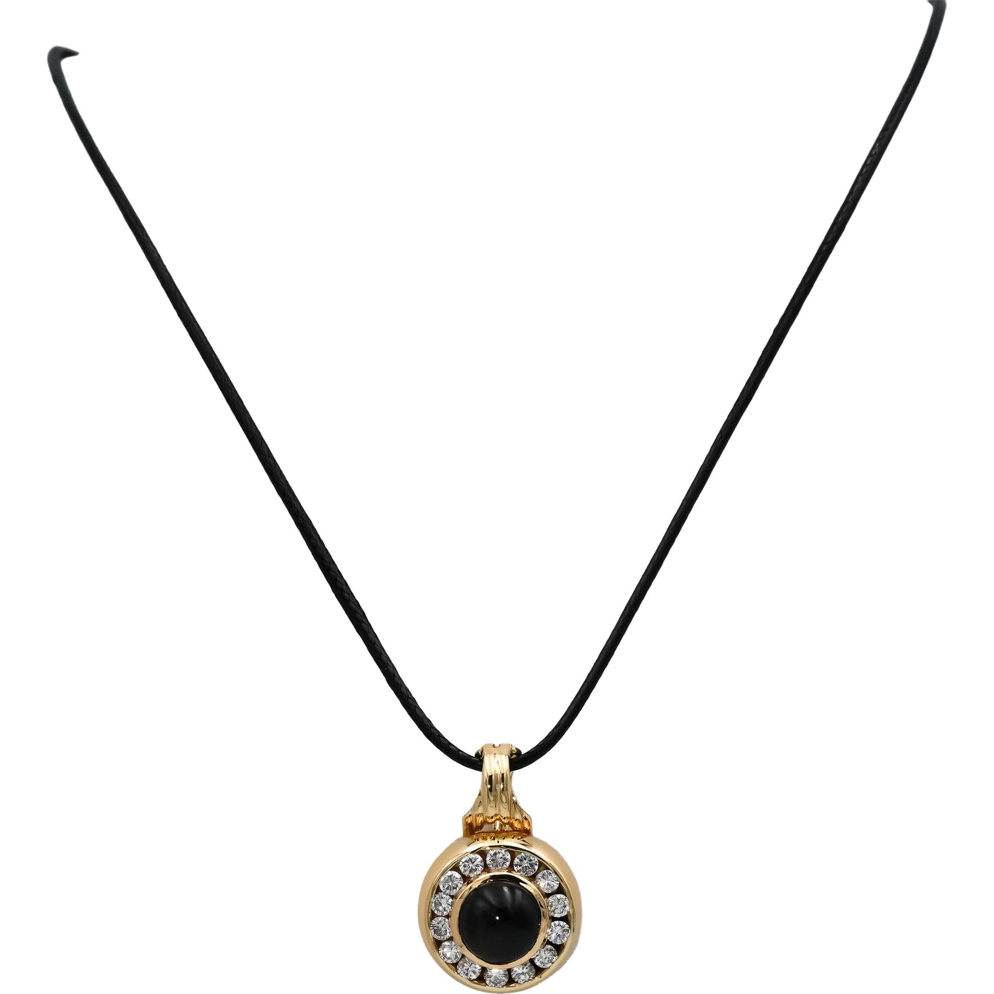 14k Yellow Gold VS Diamond and Black Star Diopside Pendant Necklace 6.76CTW