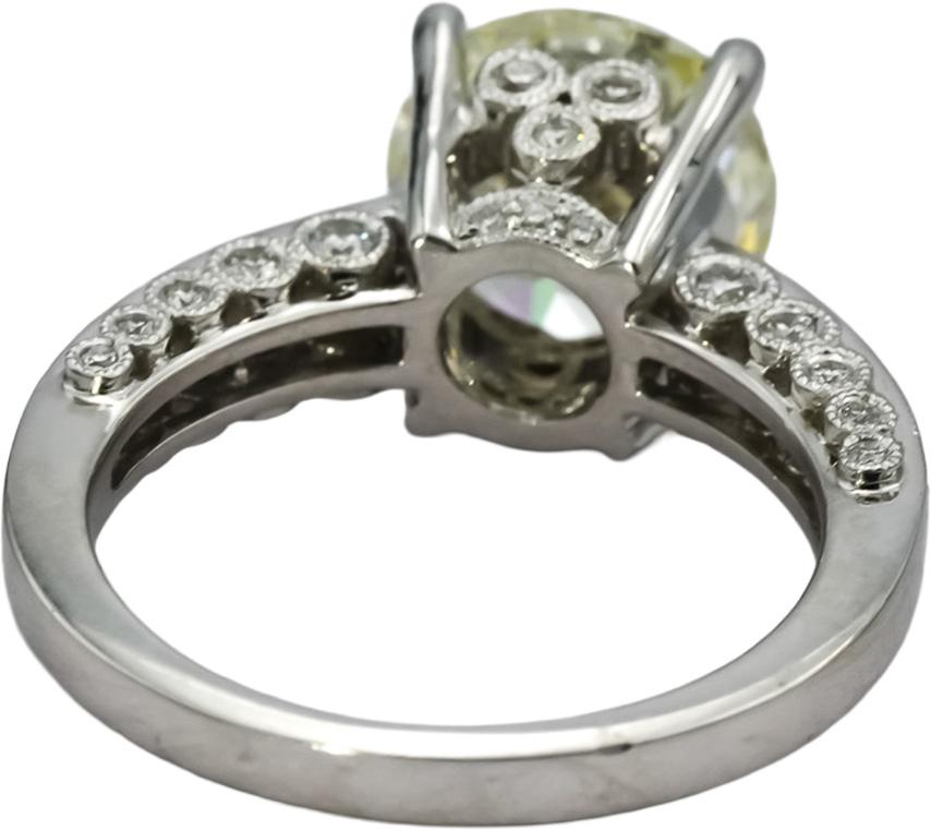 10k White Gold Round Diamond Engagement Ring 3.74CT w/ 3.26CT Center Size 6.75