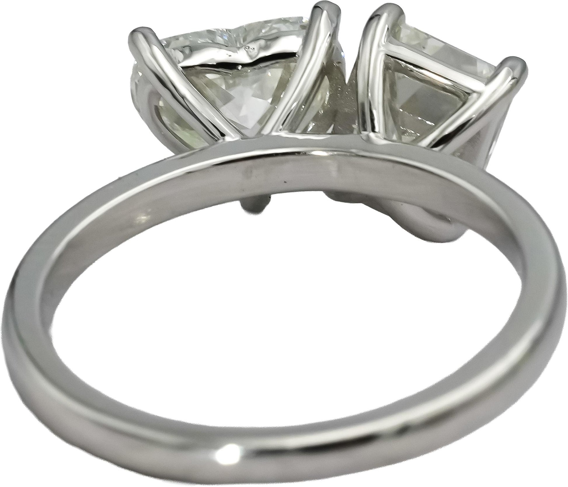 GIA Certified 18k White Gold Emerald & Heart Cut Two Stone Diamond Ring 2.88CT