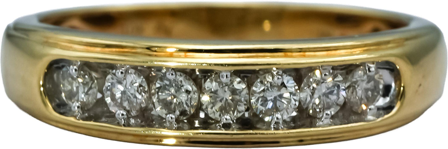 10k Yellow Gold Round Channel Set Diamond Band Ring 0.50CT Size 10
